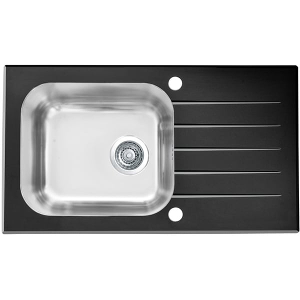 Chiuveta bucatarie ALVEUS VITRO20, 1 cuva, picurator reversibil, inox cu sticla, negru