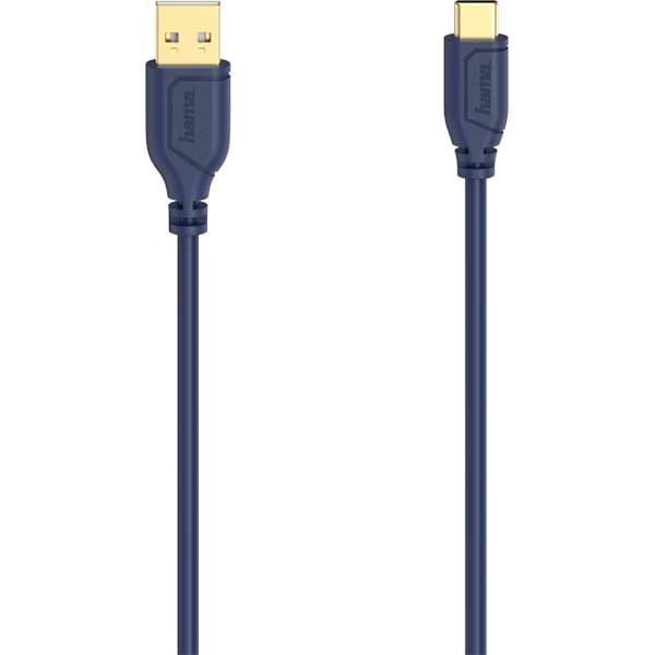 Cablu date HAMA 200635, USB-A - MicroUSB, 0.75m, albastru inchis