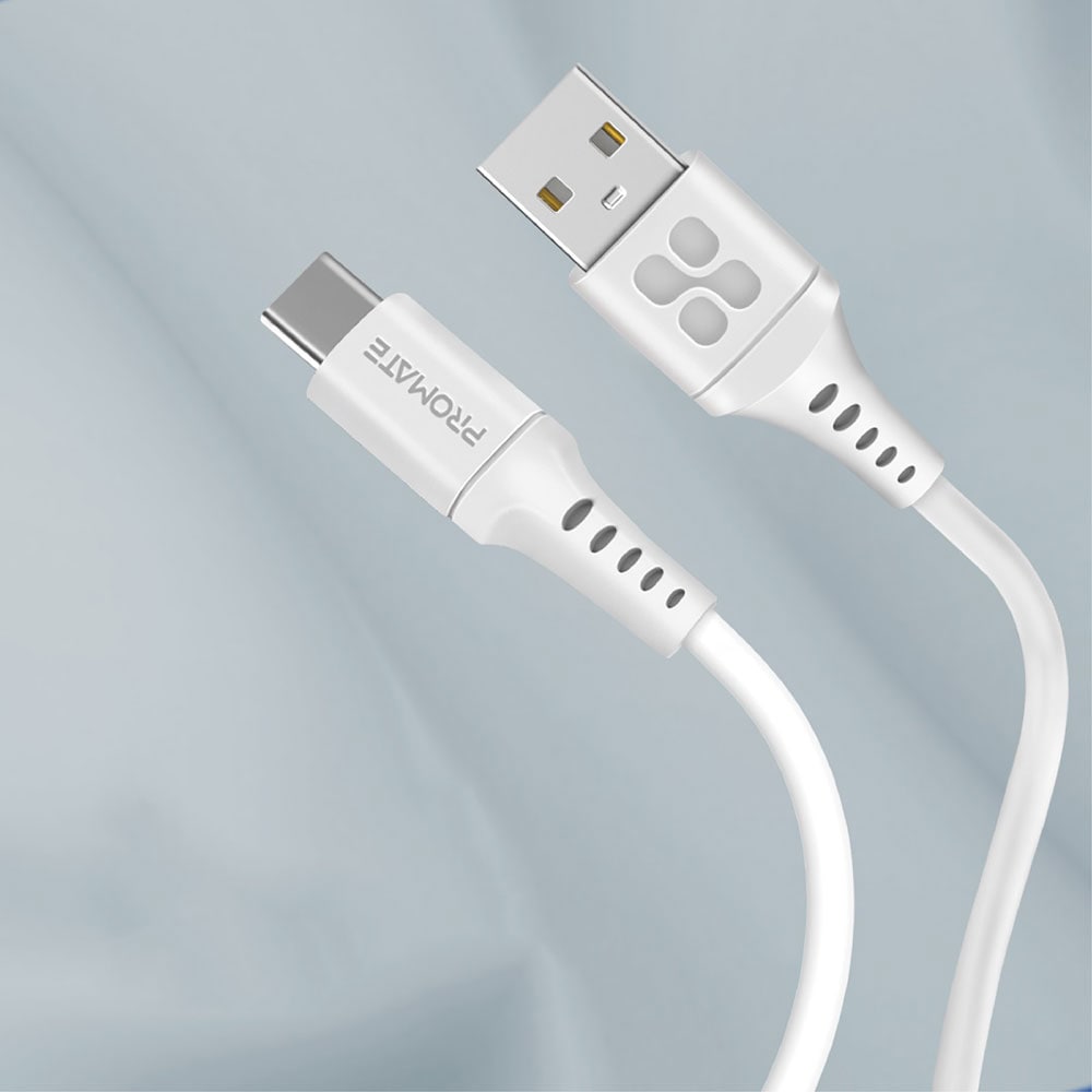 Cablu date PROMATE PowerLink-AC120, USB-A - USB-C, 1.2m, alb