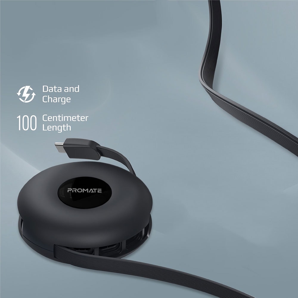 Cablu date PROMATE Quiver 3-in-1, USB-C - USB-C/MicroUSB/Lightning, Power Delivery (PD) 60W, 1m, negru