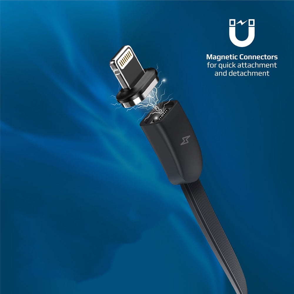 Cablu date PROMATE Quiver 3-in-1, USB-C - USB-C/MicroUSB/Lightning, Power Delivery (PD) 60W, 1m, negru