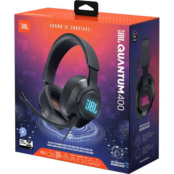 Casti Gaming JBL Quantum 400, multiplatforma, 3.5mm, negru