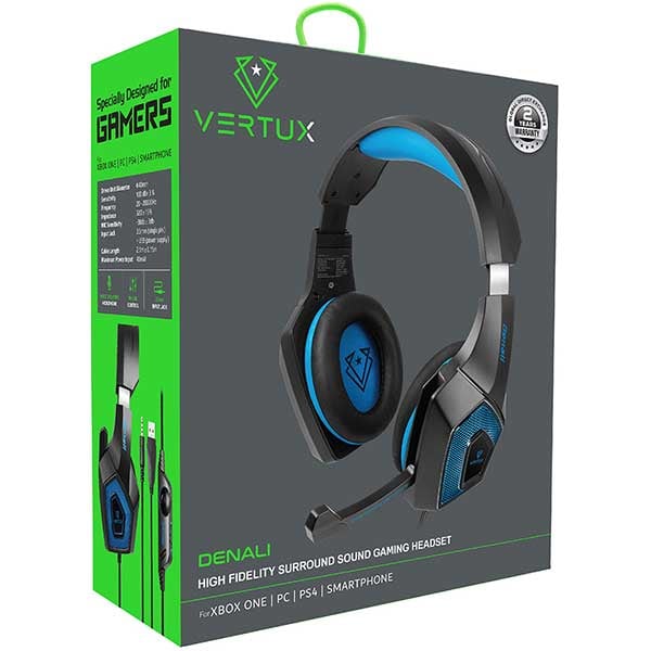 Casti Gaming VERTUX Denali, Stereo, USB, 3.5mm, negru-albastru