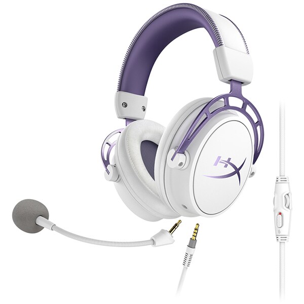 Casti Gaming HyperX Cloud Alpha, surround, multiplatforma, 3.5mm, alb-mov