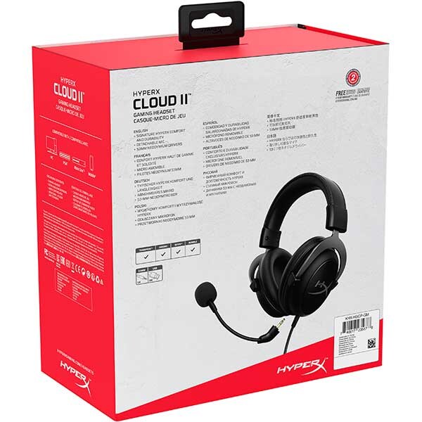 Casti Gaming HyperX Cloud II Gun Metal, 7.1 surround, multiplatforma, USB, 3.5mm, negru