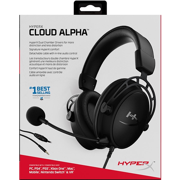 Casti Gaming HyperX Cloud Alpha Red, surround, multiplatforma, 3.5mm, negru