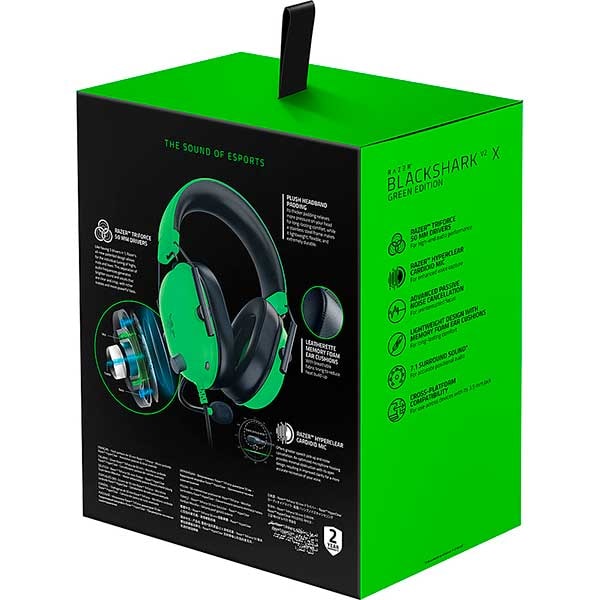 Casti Gaming RAZER BlackShark V2 X, 7.1 surround, multiplatforma, 3.5mm, Green