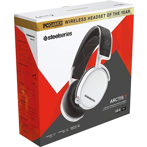 Casti Gaming Wireless STEELSERIES Arctis 7, 2019 Edition, stereo, multiplatforma, alb