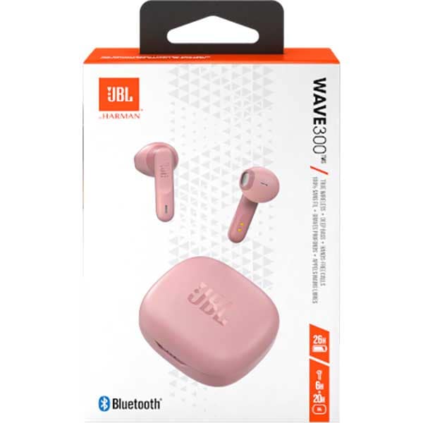 Casti JBL Wave 300TWS, True wireless, Bluetooth, In-ear, Microfon, roz
