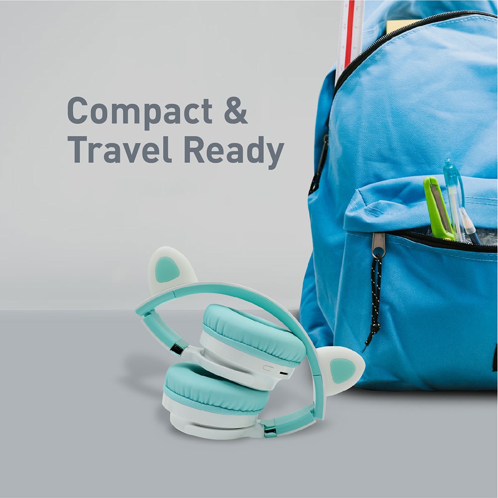 Casti pentru copii PROMATE Panda, Bluetooth, On-ear, Microfon, albastru deschis