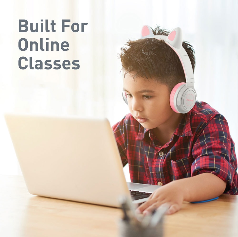 Casti pentru copii PROMATE Panda, Bluetooth, On-ear, Microfon, roz