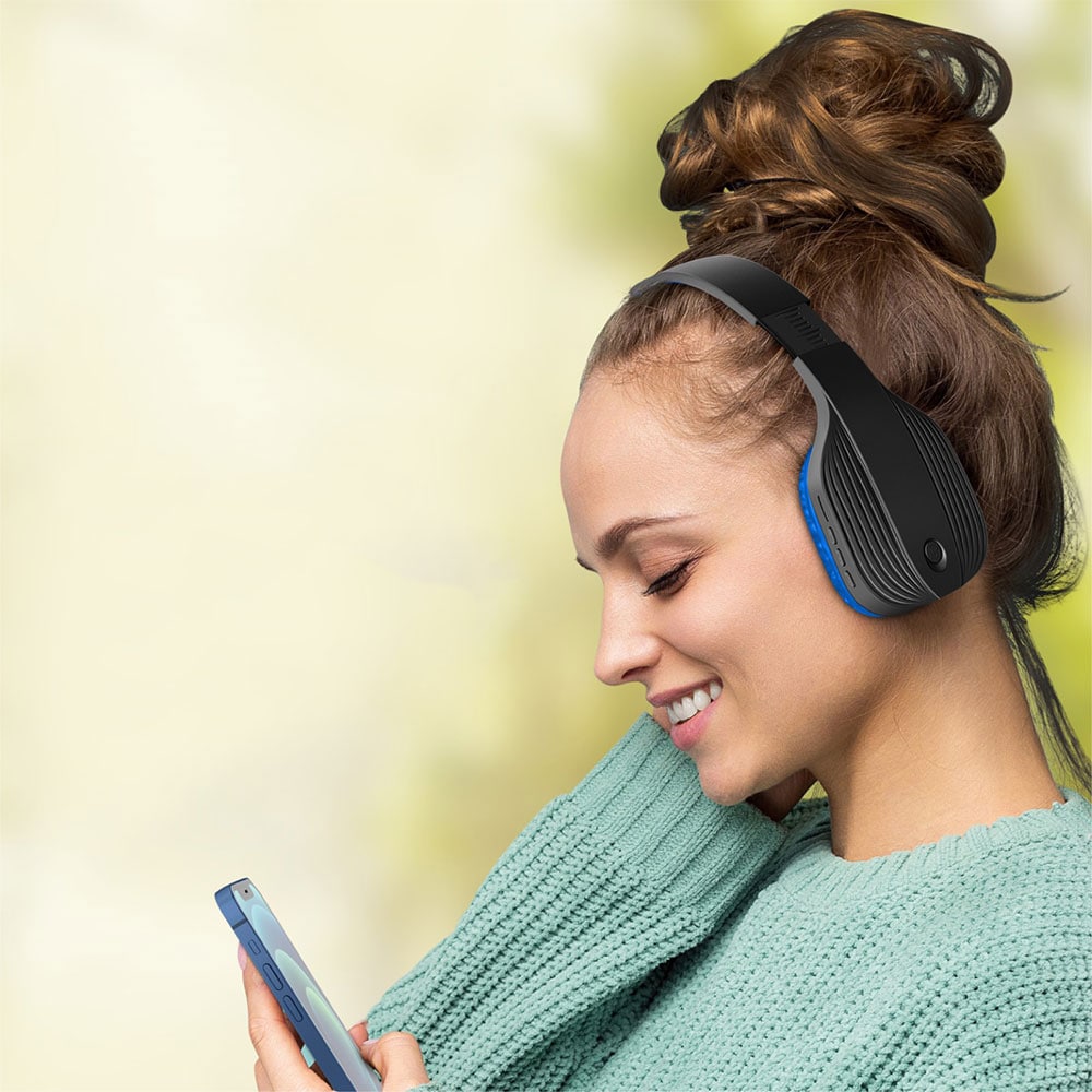 Casti PROMATE Terra, Bluetooth, On-ear, Microfon, albastru-negru