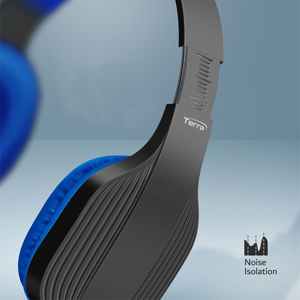Casti PROMATE Terra, Bluetooth, On-ear, Microfon, albastru-negru