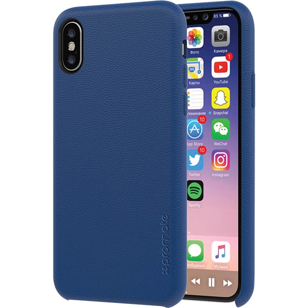 Carcasa pentru iPhone X, PROMATE Coat-X, piele, albastru