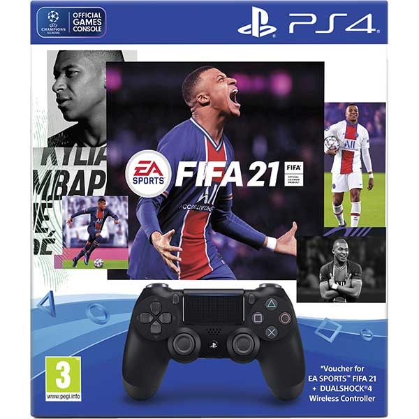 Controller Wireless SONY PlayStation DualShock 4 V2, negru + Fifa 21