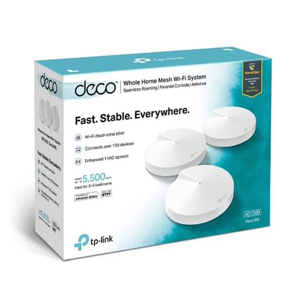 Sistem Wireless Mesh Gigabit TP-LINK DECO M5, Dual-Band 400 + 867 Mbps, 3 Buc, alb