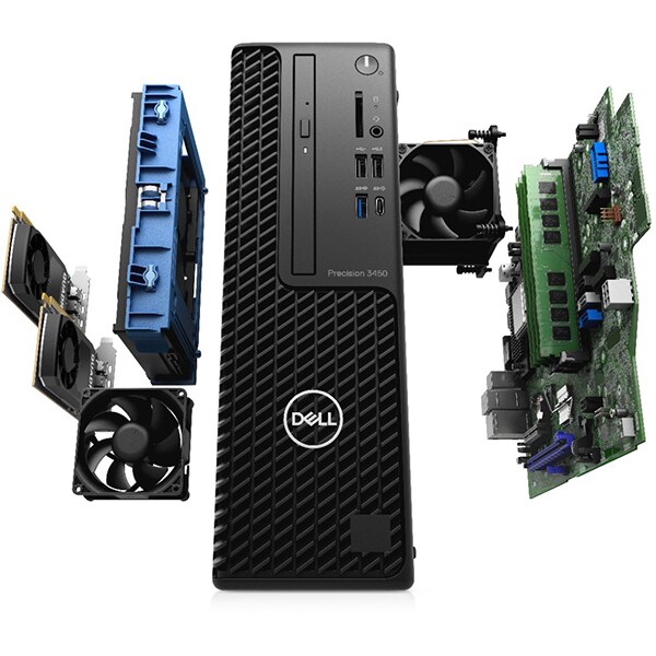 Sistem Desktop PC DELL Precision 3450, Intel Core i7-11700 pana la 4.9GHz, 32GB, 2TB + SSD 1TB, NVIDIA Quadro P1000 4GB, Ubuntu
