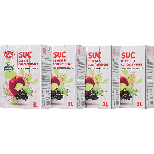 Suc natural DOLCE FRUTTO Mere si Coacaze bax 3L x 4 cutii
