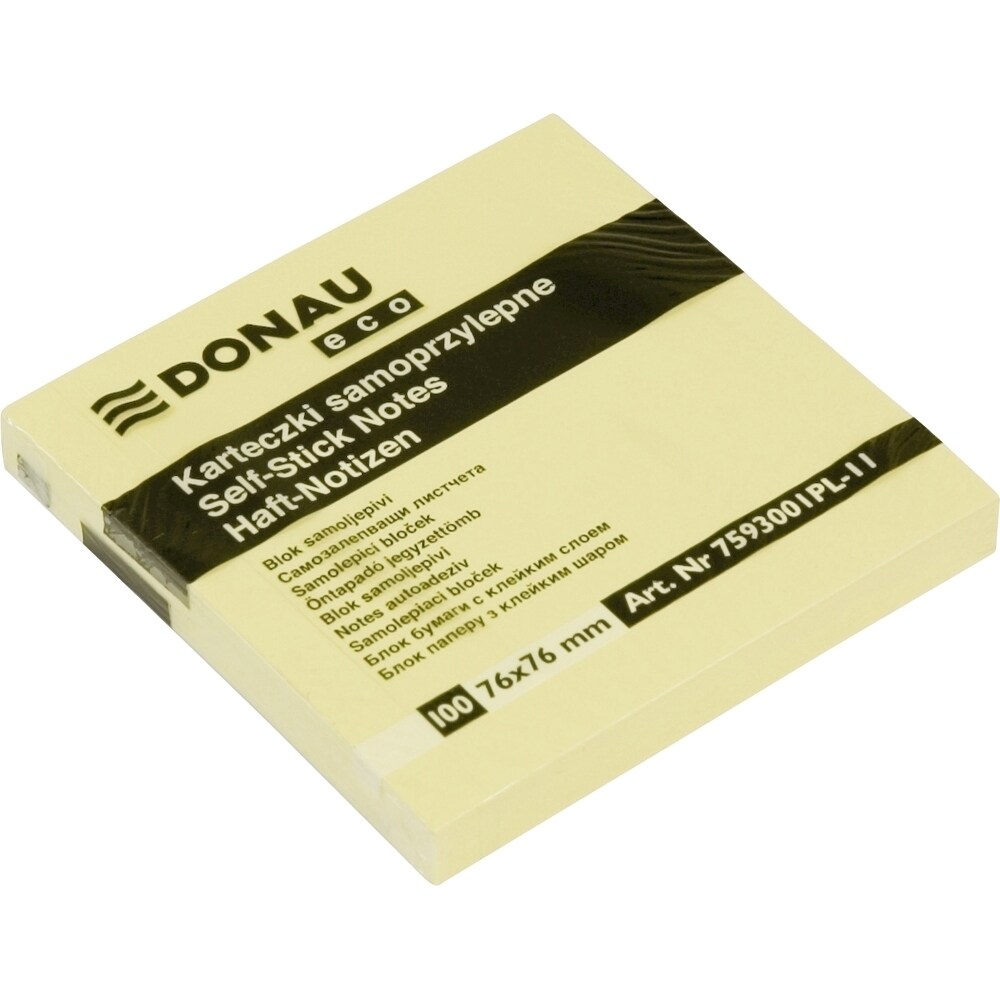 Notite adezive DONAU, 100 file, 76 x 76mm, galben