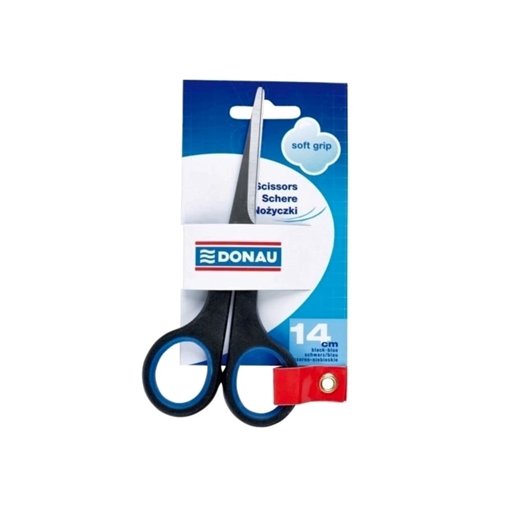 Foarfeca soft-grip DONAU, 14 cm, otel inoxidabil, negru