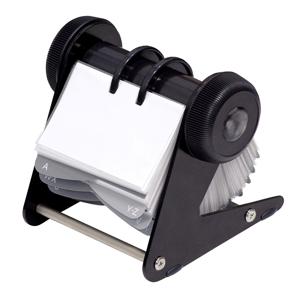 Clasor carti de vizita DONAU, rotativ, 400 carti de vizita, baza metalica, negru