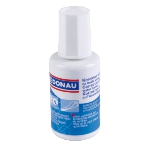 Corector fluid DONAU, 20 ml, pe baza de apa, aplicator burete