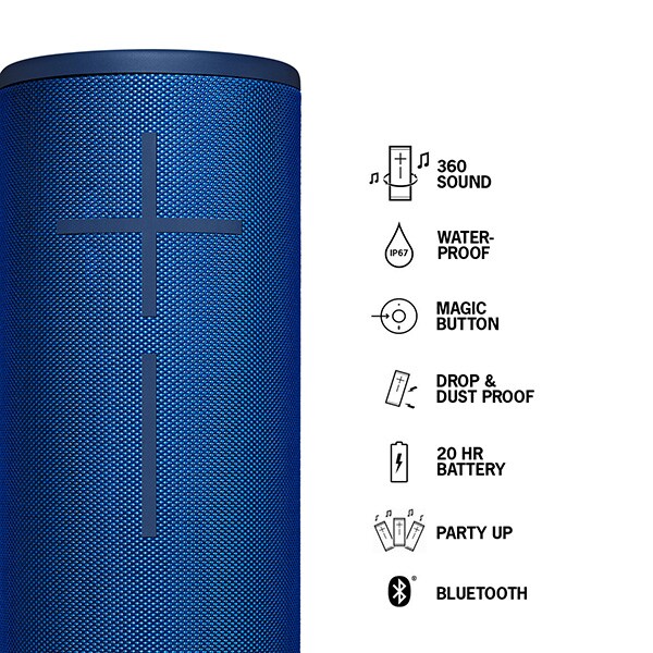 Boxa portabila ULTIMATE EARS Megaboom 3, 984-001404, Bluetooth, Waterproof, Sunet 360, Deep Bass, albastru