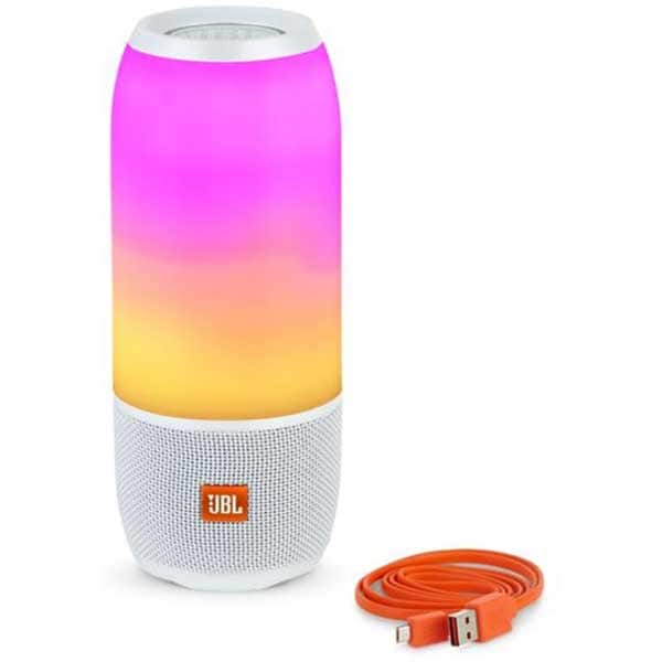 Boxa portabila JBL Pulse 3, Bluetooth, Waterproof, Sunet 360, alb