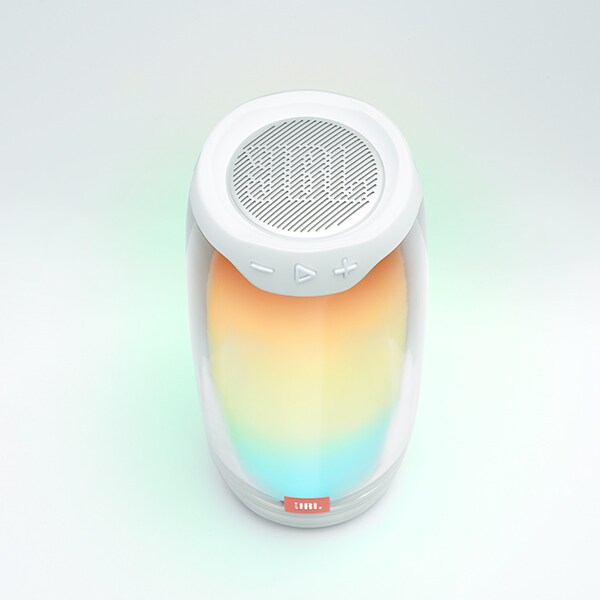 Boxa portabila JBL Pulse 4, Bluetooth, Lightshow, PartyBoost, Waterproof, alb
