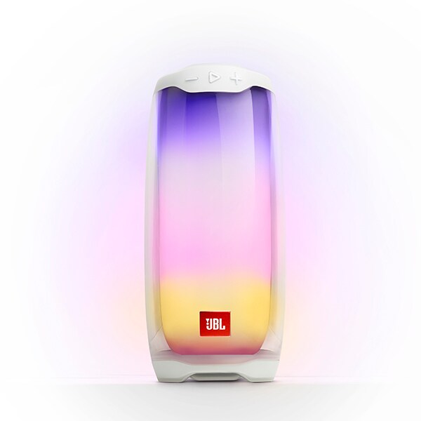 Boxa portabila JBL Pulse 4, Bluetooth, Lightshow, PartyBoost, Waterproof, alb