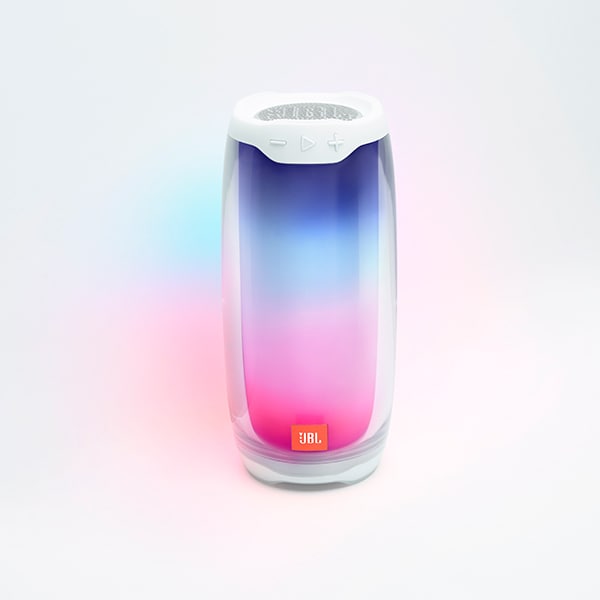 Boxa portabila JBL Pulse 4, Bluetooth, Lightshow, PartyBoost, Waterproof, alb