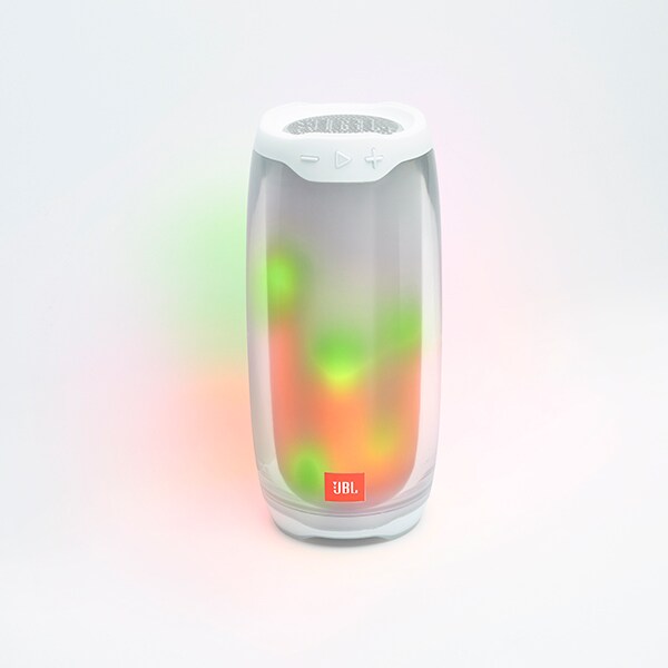 Boxa portabila JBL Pulse 4, Bluetooth, Lightshow, PartyBoost, Waterproof, alb