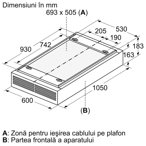 Hota insula BOSCH DRR16AQ20, 1 motor, 580 m3/h, L 105 cm, alb