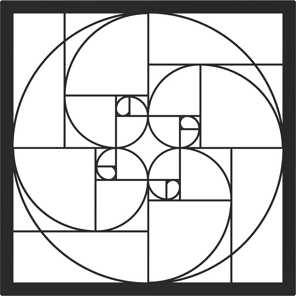 Decoratiune perete Golden ratio, 45 x 45 cm, metal, negru