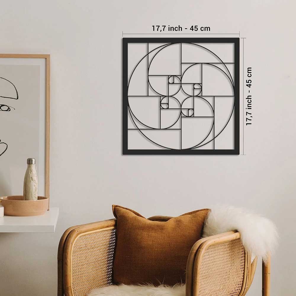 Decoratiune perete Golden ratio, 45 x 45 cm, metal, negru