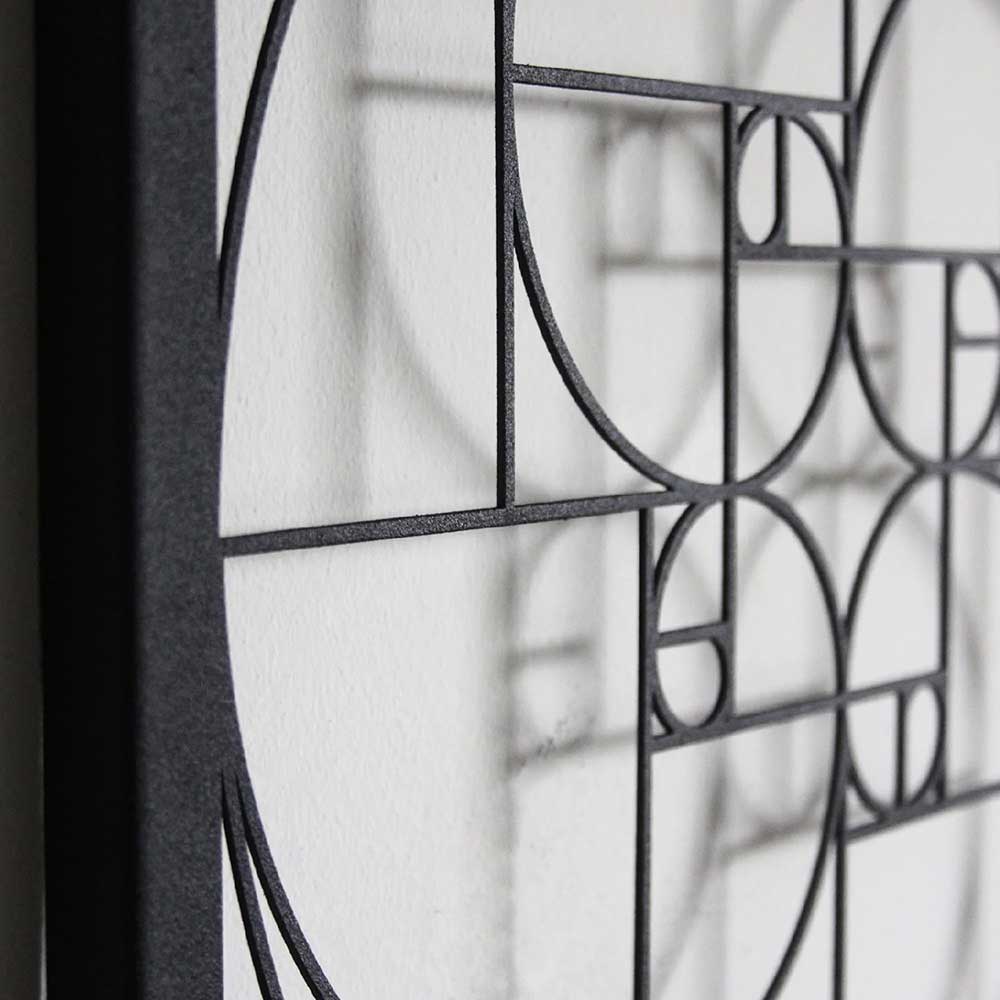Decoratiune perete Golden ratio, 45 x 45 cm, metal, negru