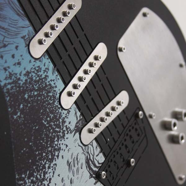 Decoratiune perete Electric Guitar, 33 x 99 cm, alb, negru