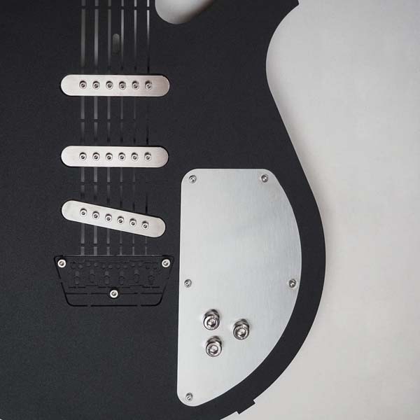 Decoratiune perete Electric Guitar, 33 x 99 cm, alb, negru
