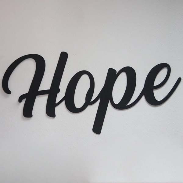 Decoratiune perete Hope, 51 x 25 cm, metal, negru