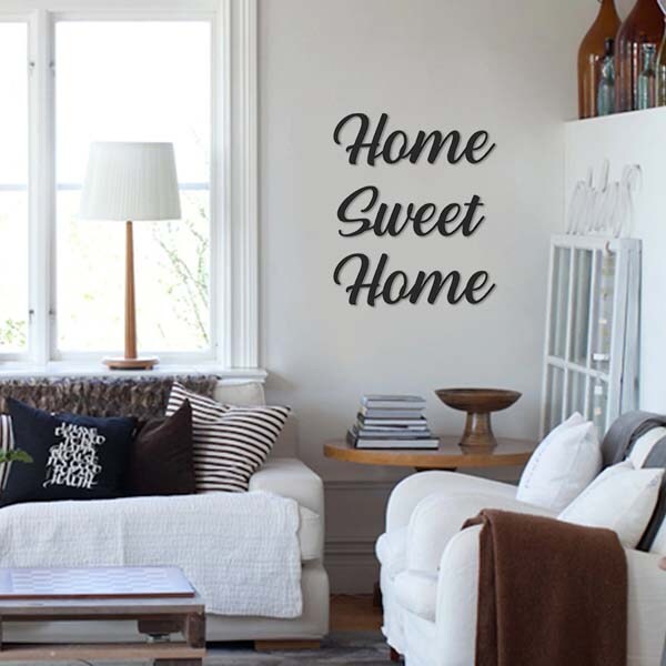 Decoratiune perete Home Sweet Home, 50 x 16 cm, metal, negru
