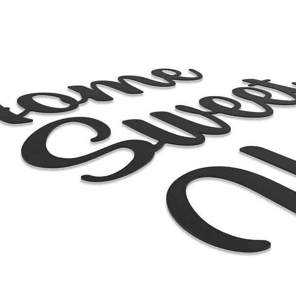 Decoratiune perete Home Sweet Home, 50 x 16 cm, metal, negru