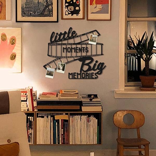 Decoratiune perete Little Moments Big Memories, 50 x 41, metal, negru