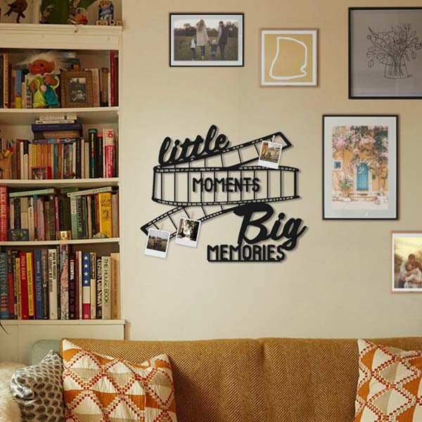 Decoratiune perete Little Moments Big Memories, 50 x 41, metal, negru