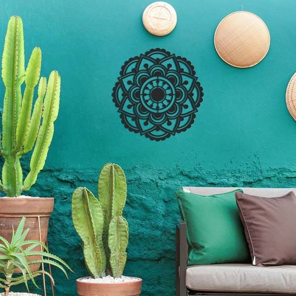 Decoratiune perete Mandala, 49 x 49 cm, metal, negru