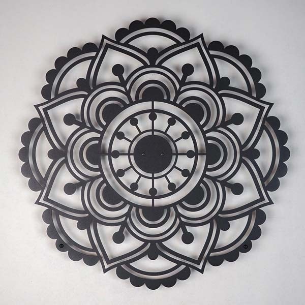 Decoratiune perete Mandala, 49 x 49 cm, metal, negru