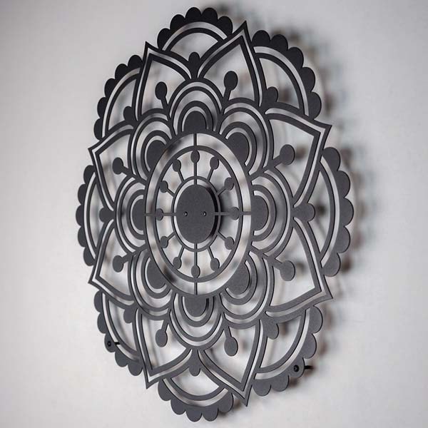 Decoratiune perete Mandala, 49 x 49 cm, metal, negru
