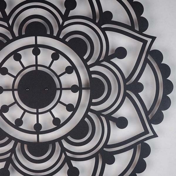 Decoratiune perete Mandala, 49 x 49 cm, metal, negru