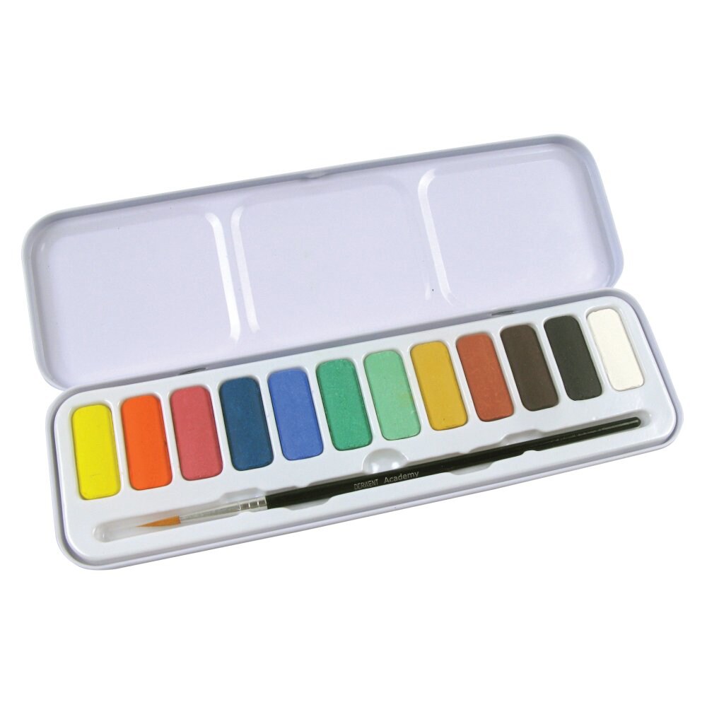 Acuarele cu pensula inclusa DERWENT, 12 culori