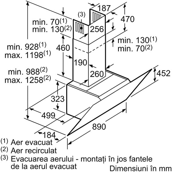 Hota decorativa BOSCH DWK97JM20, 1 motor, 722 m3/h, L 90 cm, sticla alb
