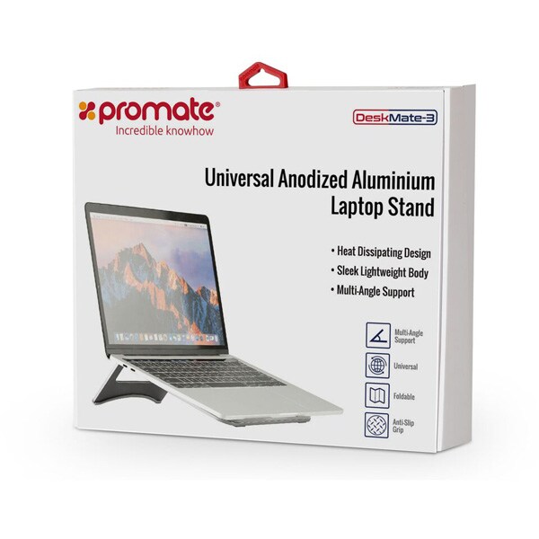 Suport laptop PROMATE DeskMate-3, aluminiu, argintiu
